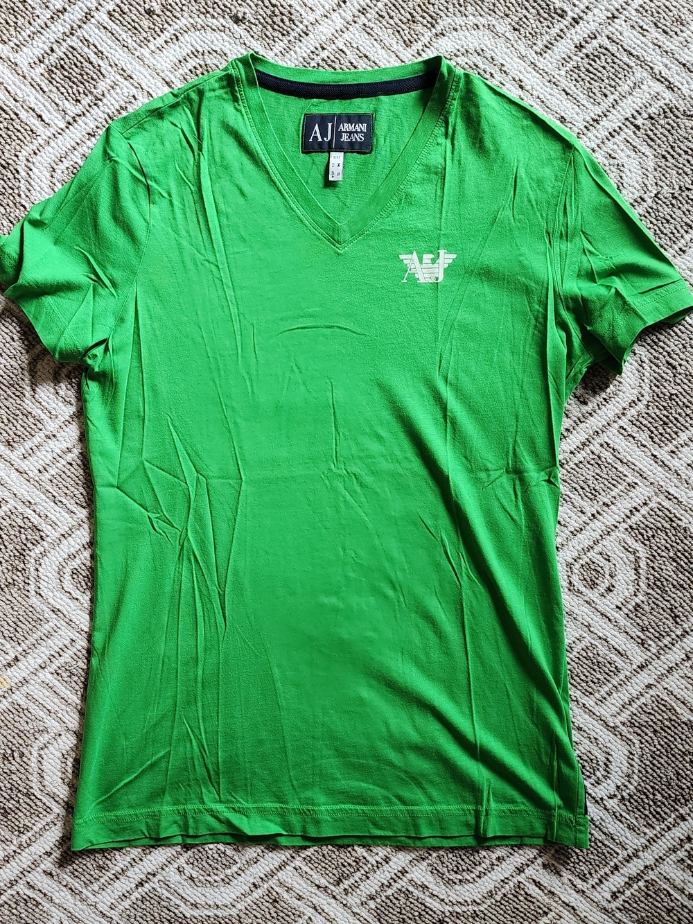 Armani Jeans Men’s V-Neck Short Sleeve Tee in Green